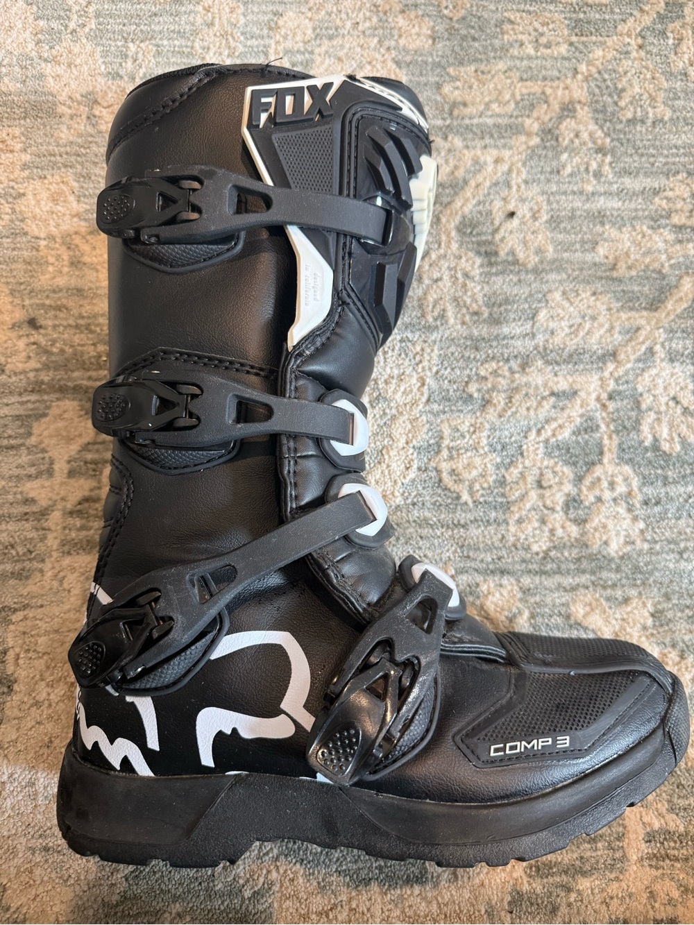 Fox Kids Black and White Motocross Boots - Picture 3 of 4